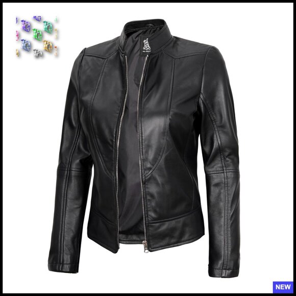 Lambskin Leather Jacket Women's Cafe Racer Aviator Style Loose Fit Classic